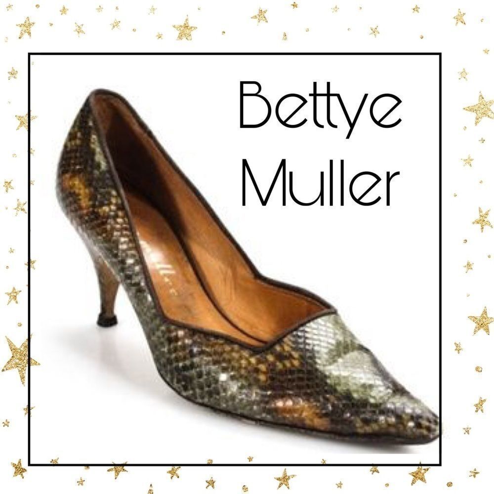Bettye Muller Green Leather Snake Pumps 36